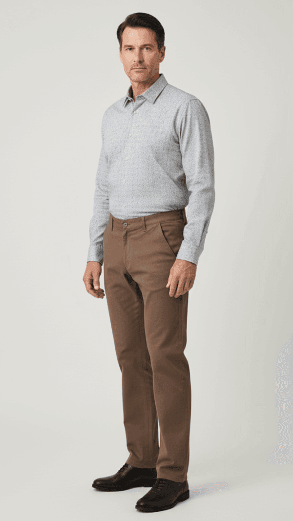 Mann trägt warme Winter-Herrenhose Chino im Regular Fit