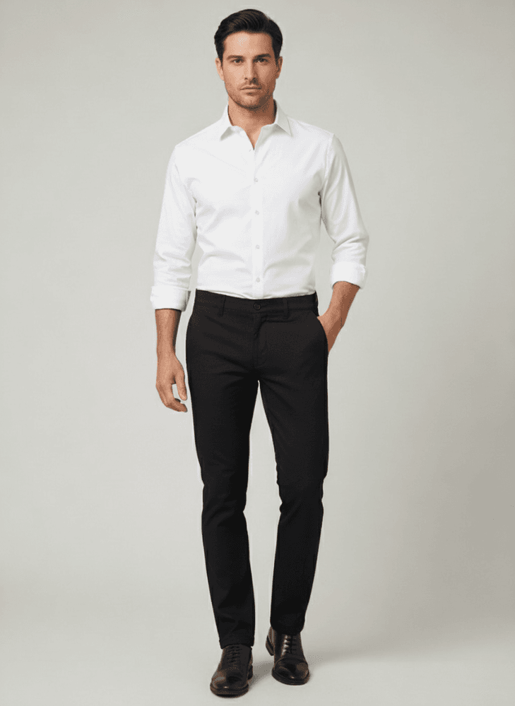 Mann trägt elegante strukturierte Herrenhose